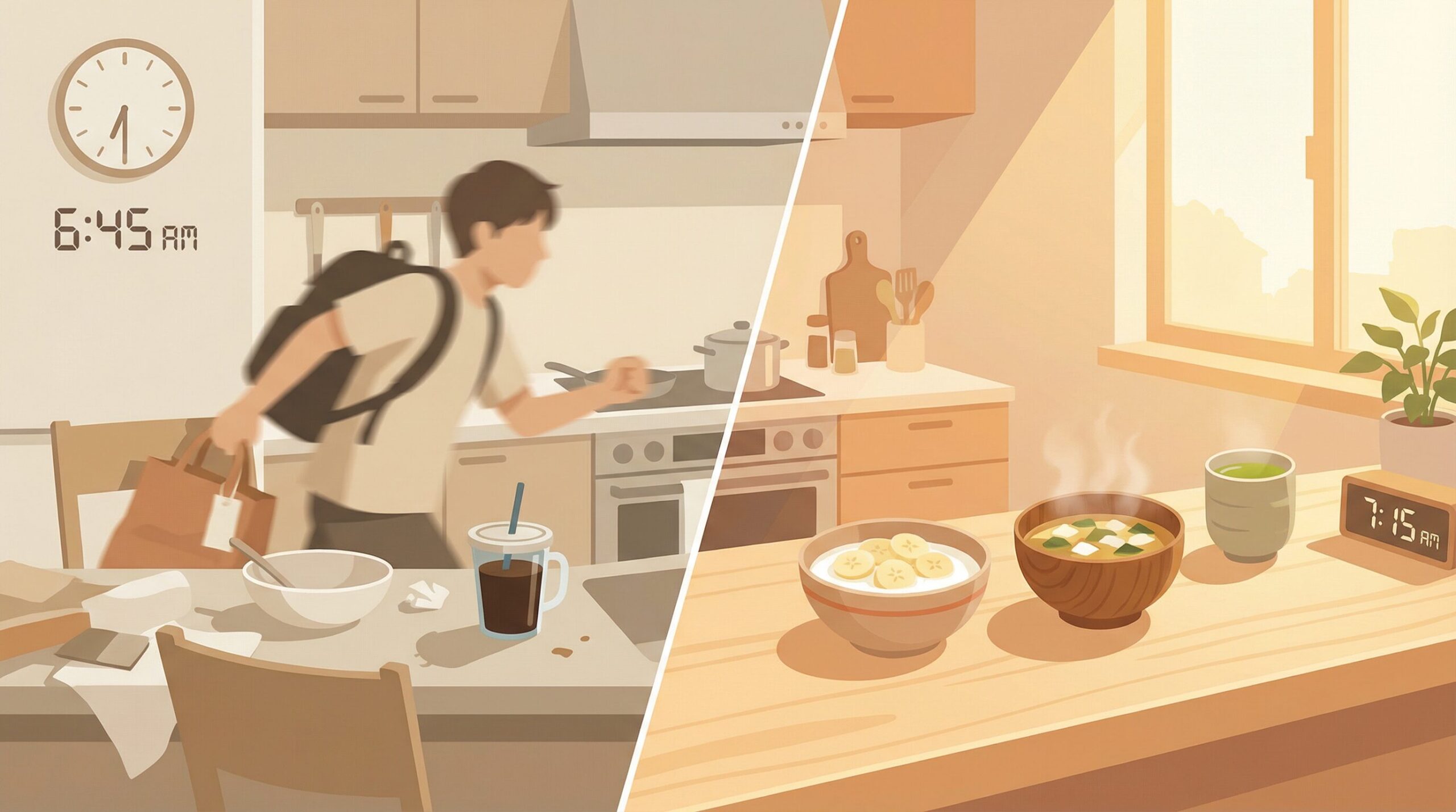 忙しい朝でも30秒で腸活 朝ごはん仕組み化 アイキャッチ画像