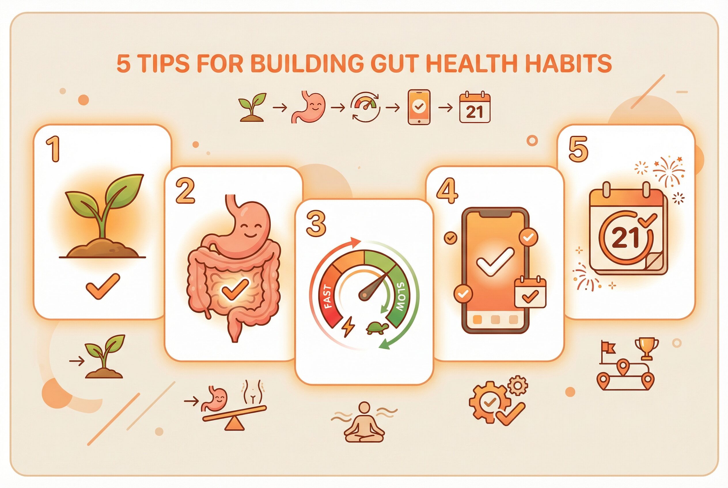 腸活を続けるための仕組み化5つのコツ一覧図